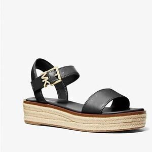 Michael Kors Richie Platform Espadrille Sandal Ankle Strap Size 7 M Black NIB